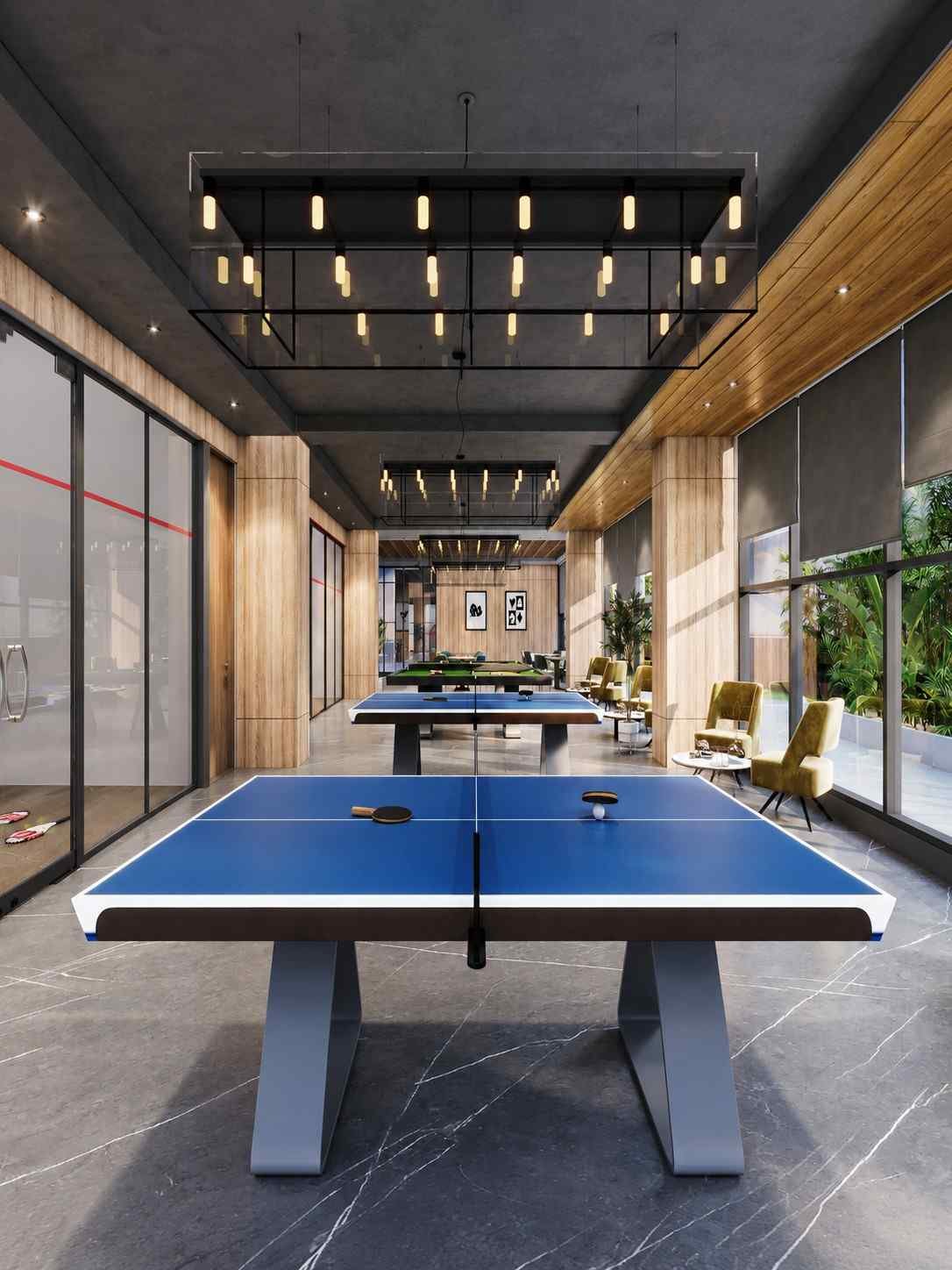 Indoor recreation at One Residences Magarpatta Pune